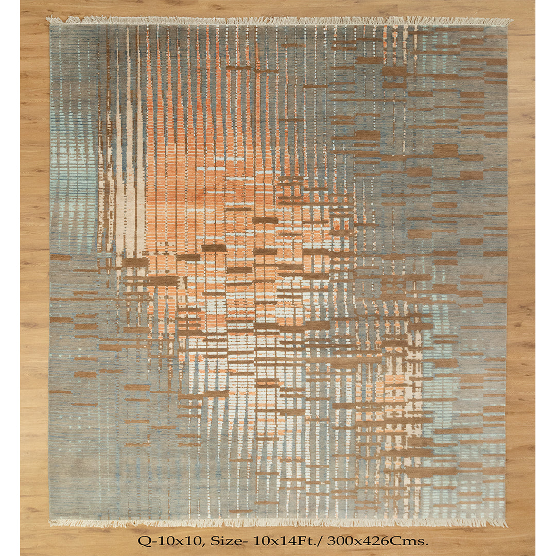 10x14 Mystique Grafton Grey Orange Oversized Area Rug For your Home| Shritija Rugs | Best Carpet Living Room